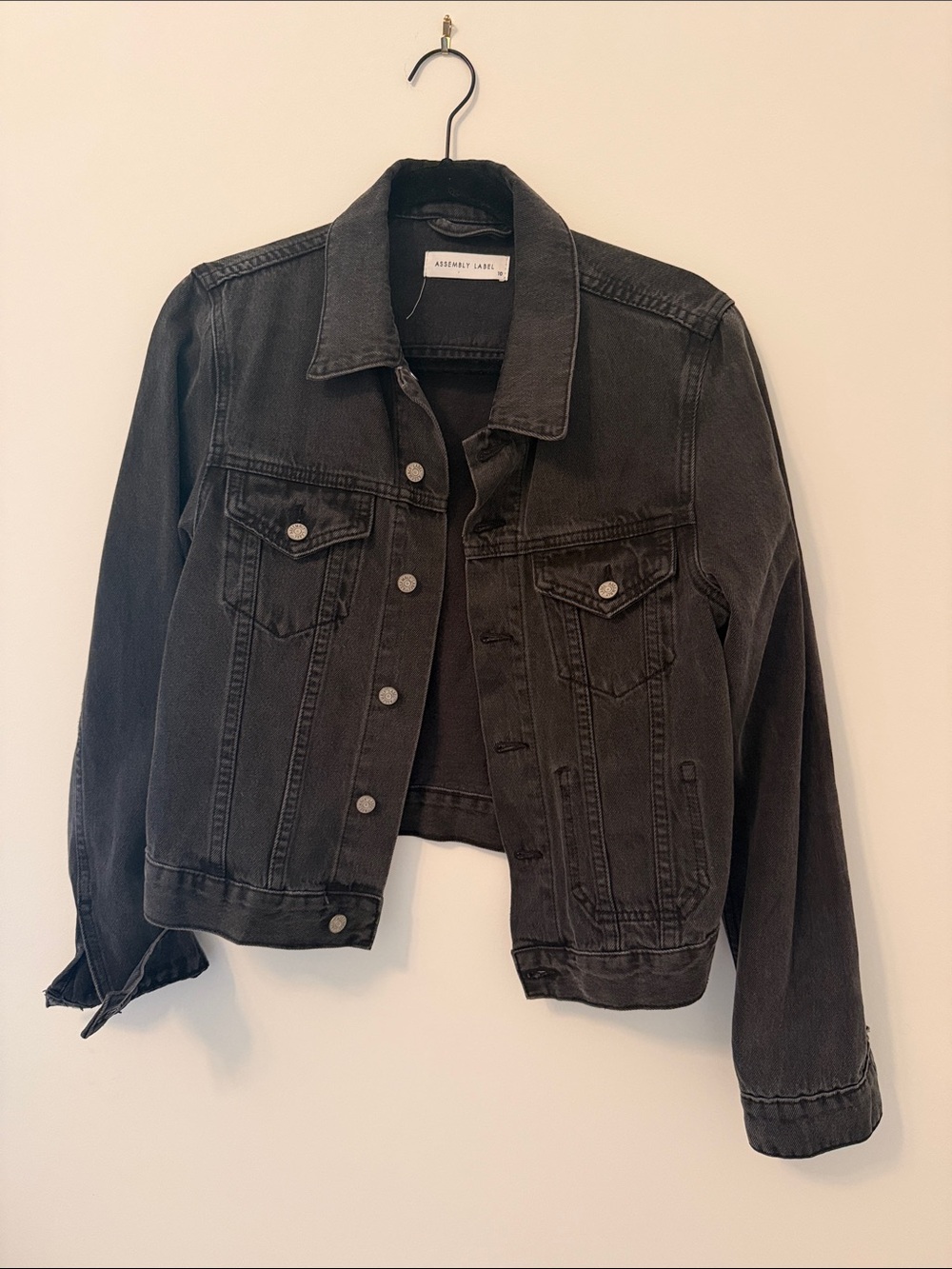 Assembly Label Black Cropped Jean Jacket